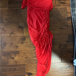 Hello Molly Vibrant Red One Shoulder Dress